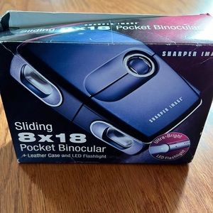 Sharper Image 8 x 18 Pocket Binocular/ w Leather Case